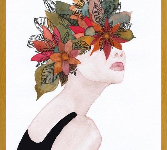Cuadro Woman in flowers, watercolor 2