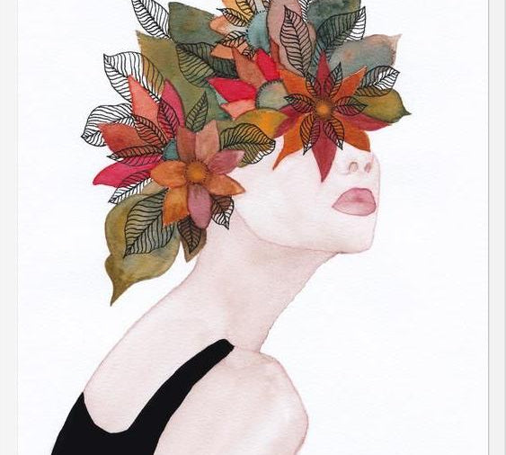 Cuadro Woman in flowers, watercolor 2