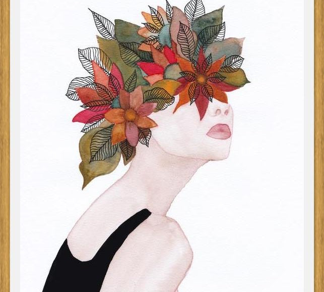 Cuadro Woman in flowers, watercolor 2