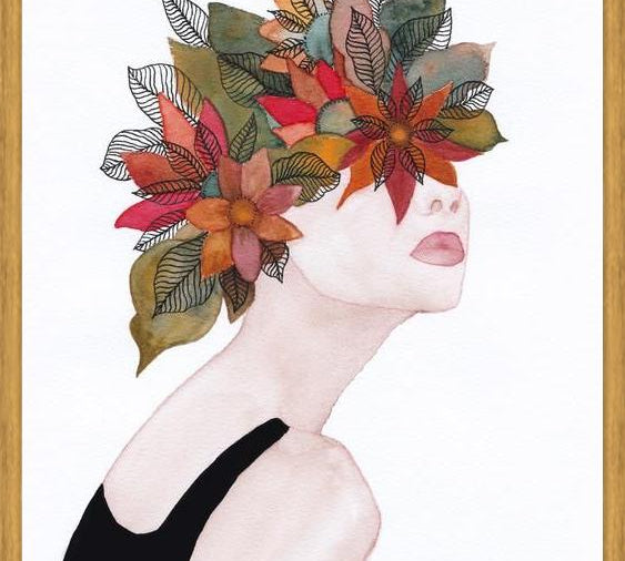 Cuadro Woman in flowers, watercolor 2