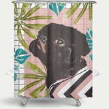 Cortina de Baño Pug on an Island
