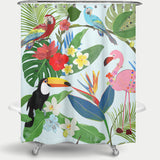 Cortina de Baño Toucan, Parrot, Flamingo and Tropical