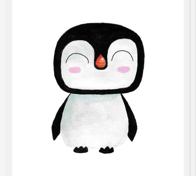 Cuadro Pingüinito en acuarela