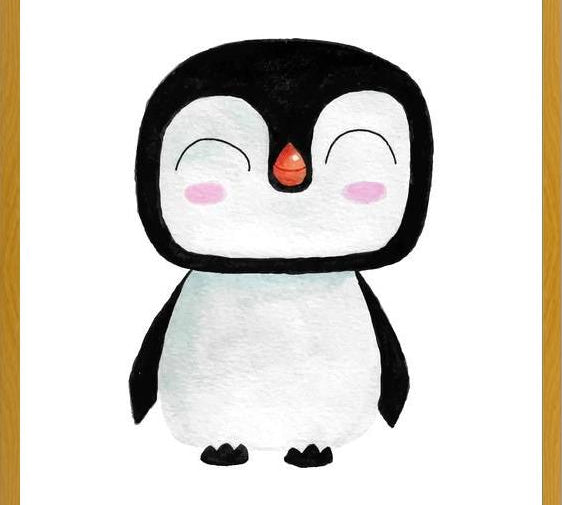 Cuadro Pingüinito en acuarela