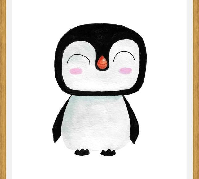 Cuadro Pingüinito en acuarela