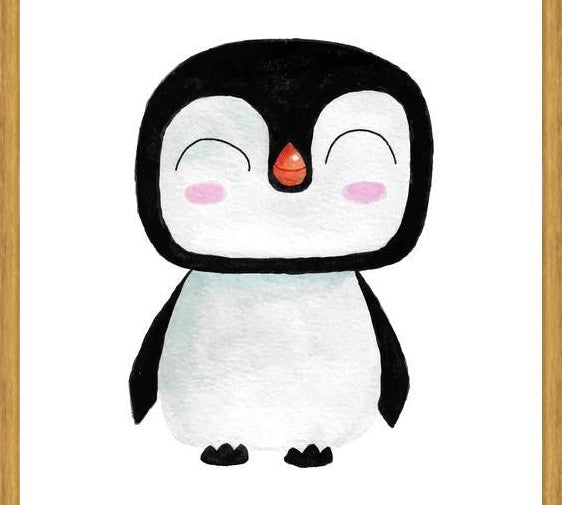 Cuadro Pingüinito en acuarela