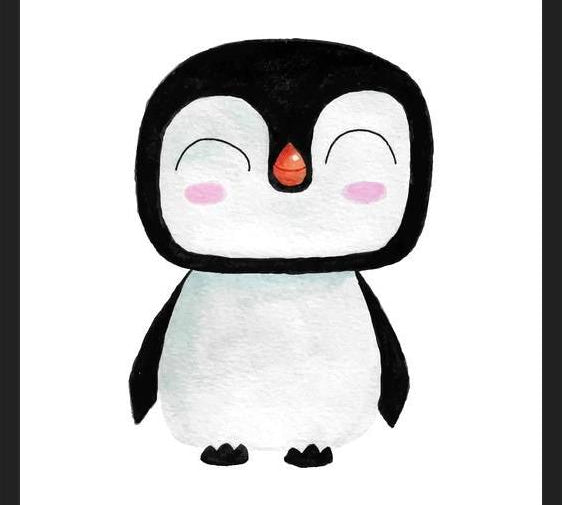 Cuadro Pingüinito en acuarela