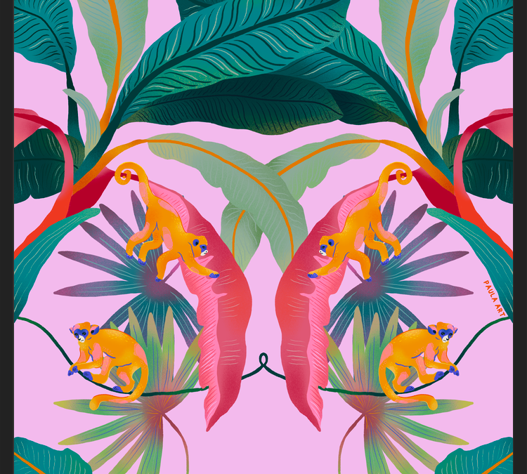 Cuadro Tropical Rosa