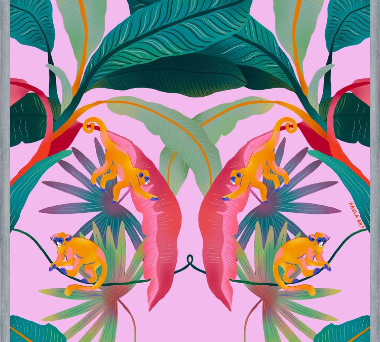 Cuadro Tropical Rosa