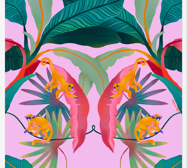 Cuadro Tropical Rosa