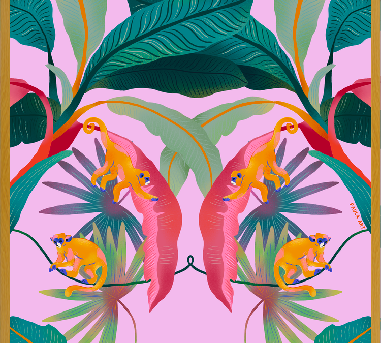 Cuadro Tropical Rosa