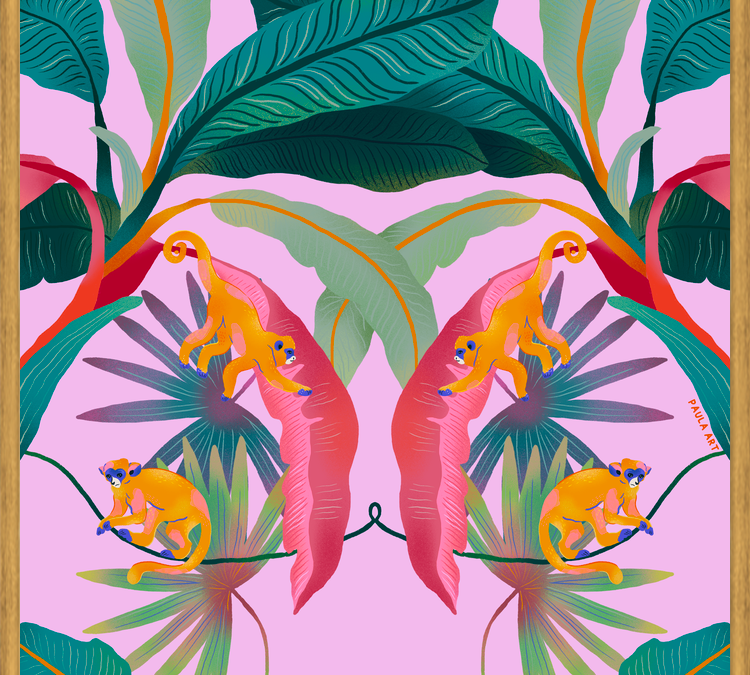 Cuadro Tropical Rosa