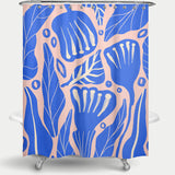 Cortina de Baño Abstract Floral Blue