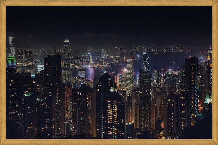 Cuadro Hongkong Skyline en la noche