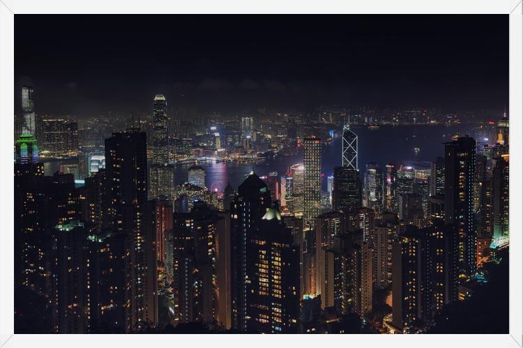 Cuadro Hongkong Skyline en la noche