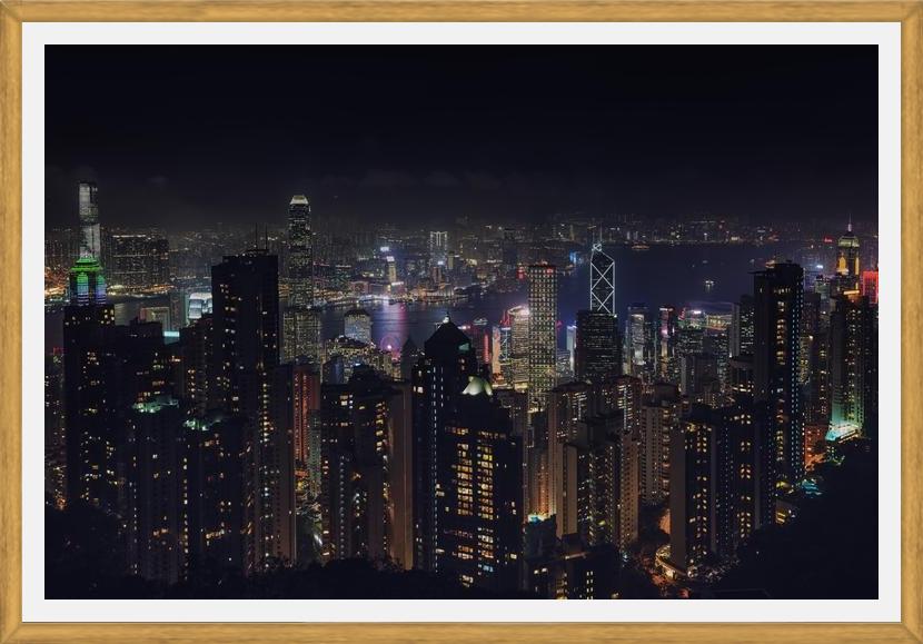 Cuadro Hongkong Skyline en la noche