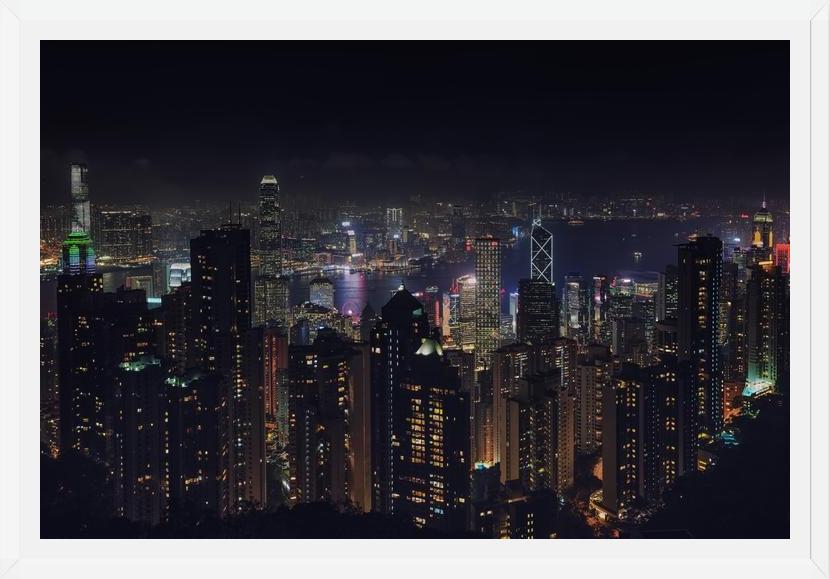 Cuadro Hongkong Skyline en la noche