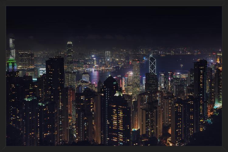 Cuadro Hongkong Skyline en la noche