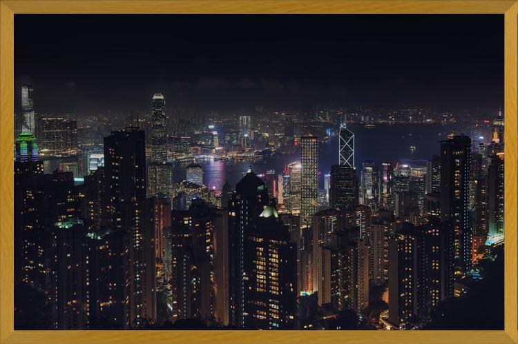 Cuadro Hongkong Skyline en la noche