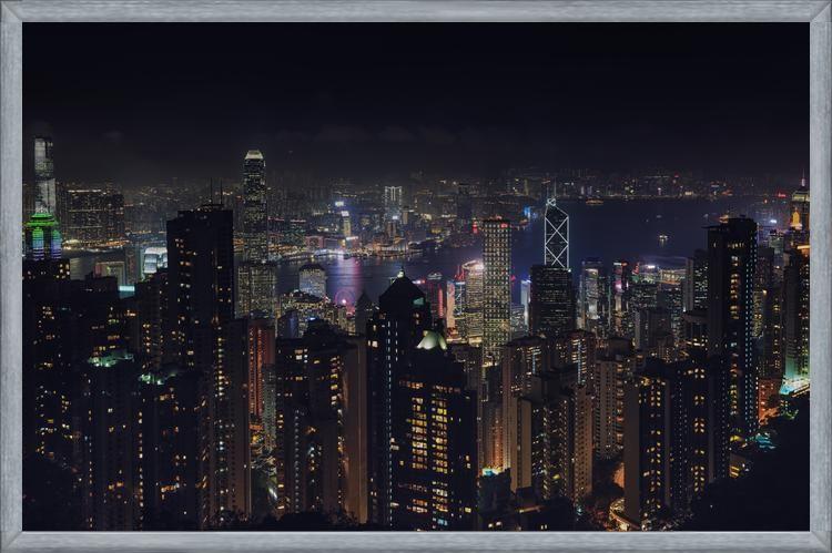 Cuadro Hongkong Skyline en la noche