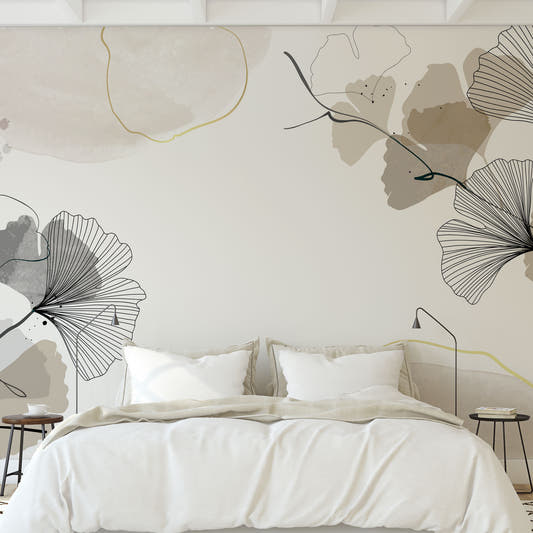 Papel Mural Watercolor Ginkgo Warm