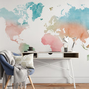 Papel Mural Pastel Colors World Map