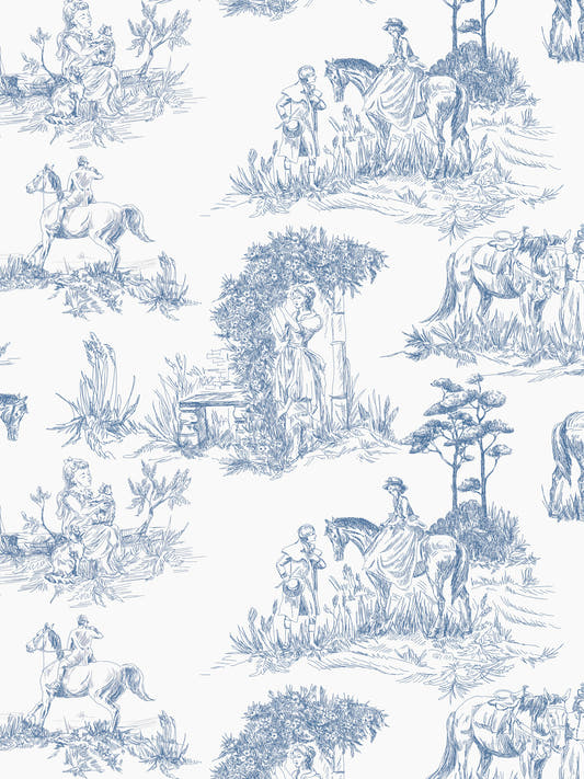 Papel Mural Toile de Jouy Azul