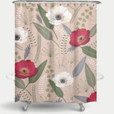 Cortina de Baño Anemones & palms pink
