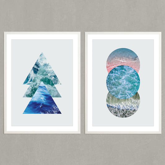 Set de Cuadros Ocean Circules y triangles