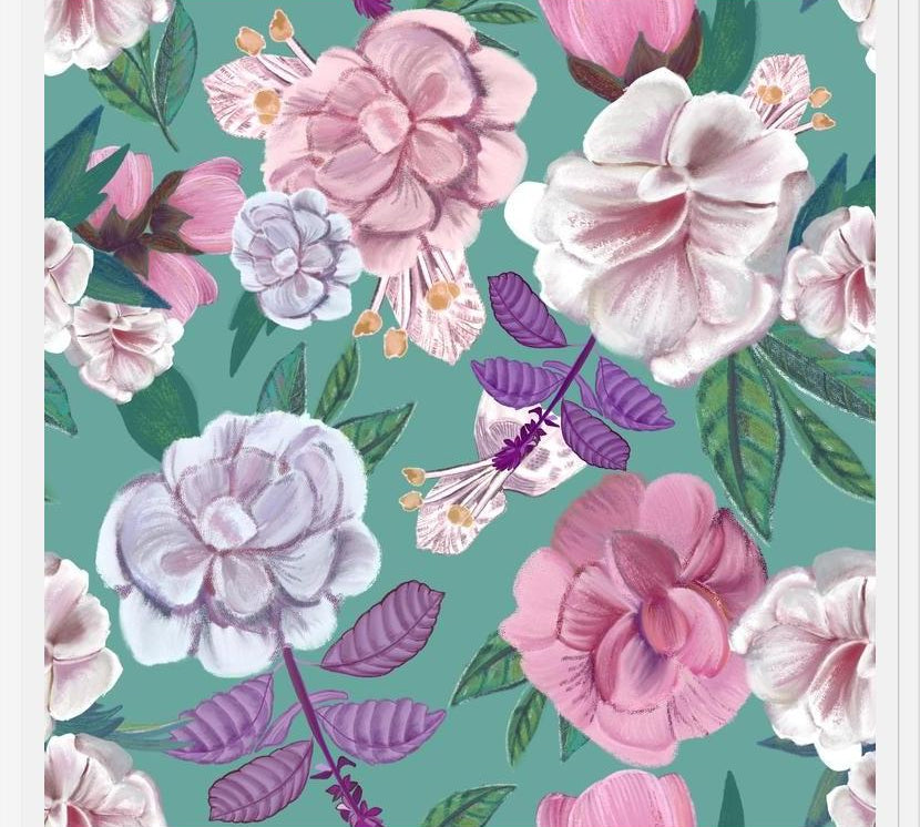 Cuadro Basil Flowers and Roses Pattern