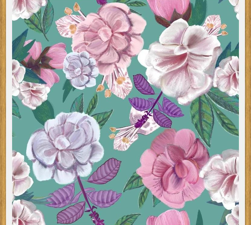 Cuadro Basil Flowers and Roses Pattern