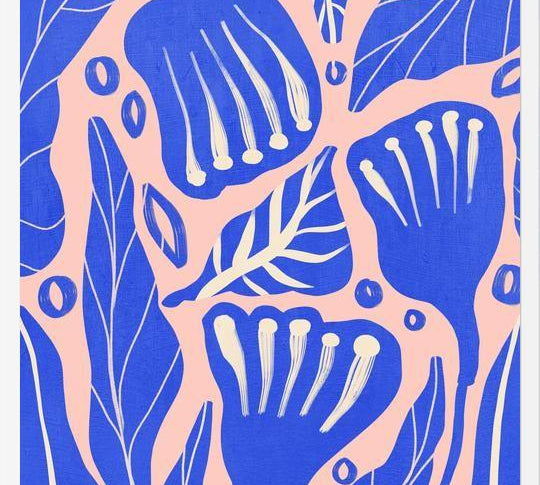 Cuadro Abstract Floral Blue