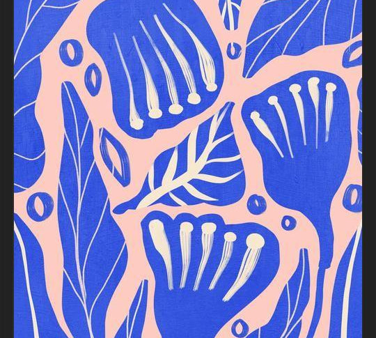 Cuadro Abstract Floral Blue