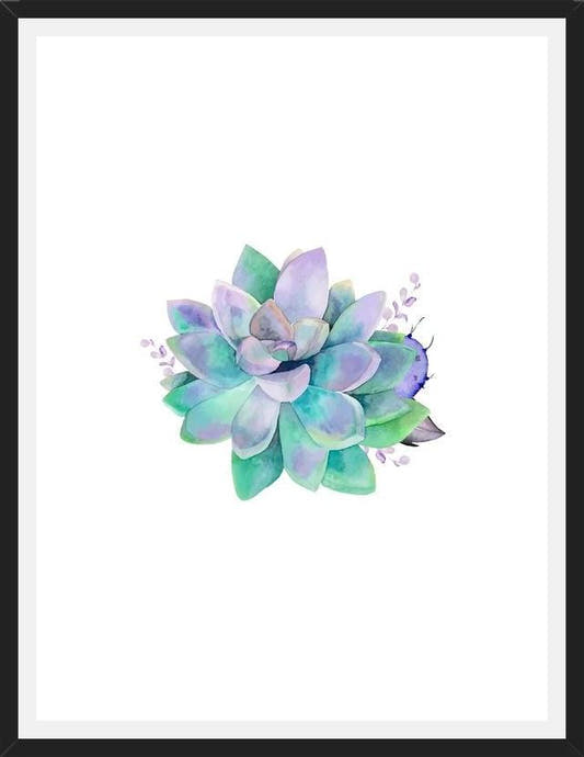 Cuadro Watercolor Purple Succulent