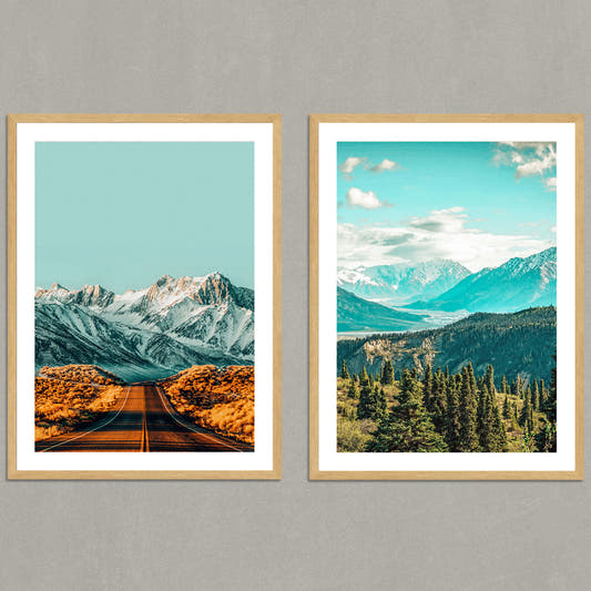 Set de Cuadros Scenic y The Road Less Traveled