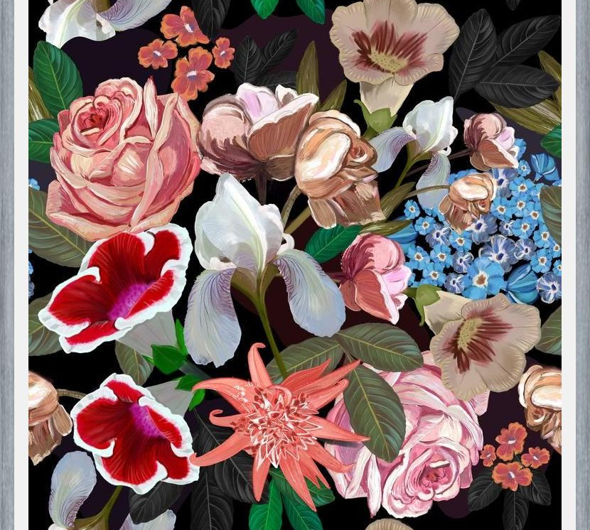 Cuadro Heirloom floral art bouquet black