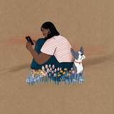 Canvas Mujer con perro