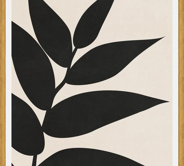 Cuadro Minimal Leaves - Black 01