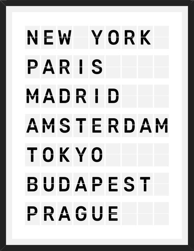 Cuadro Destinos Internacionales - Blanco