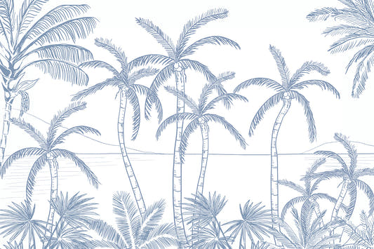 Papel Mural Palmeras Azul