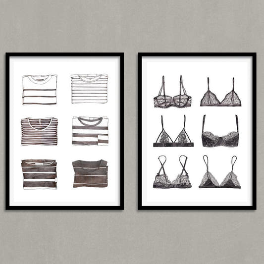 Set de Cuadros Black Bras and Stripes