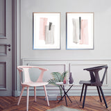 Set de Cuadros Brushstrokes in gray and pink