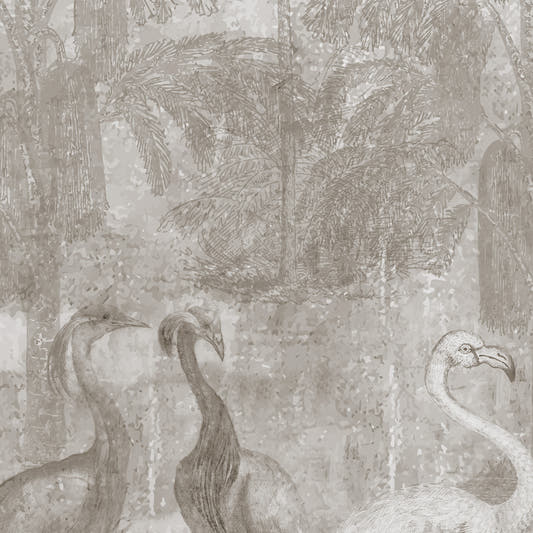 Papel Mural jardin de aves Sepia