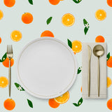 Mantel de Hule Orange, Leaves, Flowers and Slice