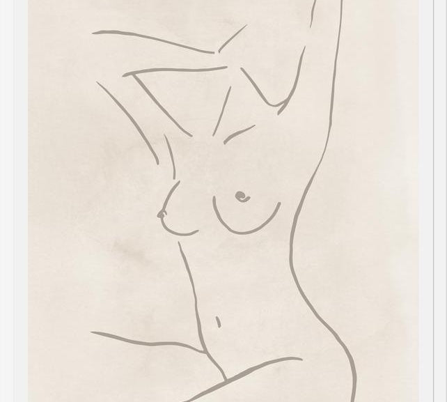 Cuadro Female body sketch - Champagne