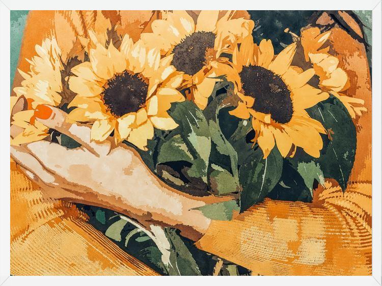 Cuadro Holding Sunflowers