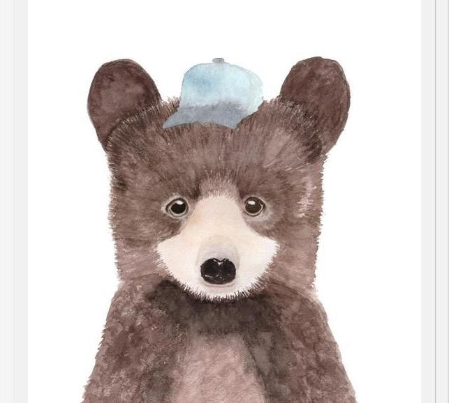 Cuadro Oso pardo con gorra