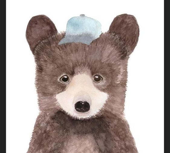 Cuadro Oso pardo con gorra