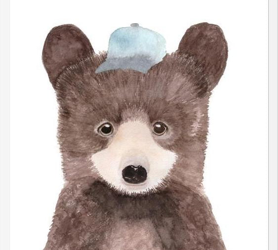 Cuadro Oso pardo con gorra