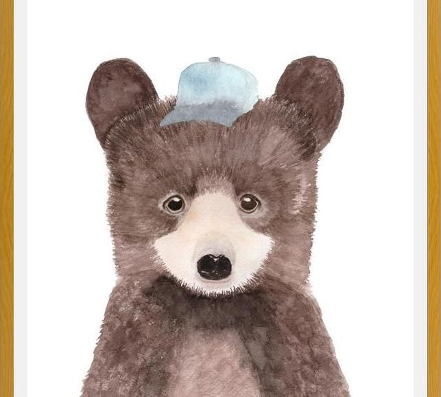Cuadro Oso pardo con gorra